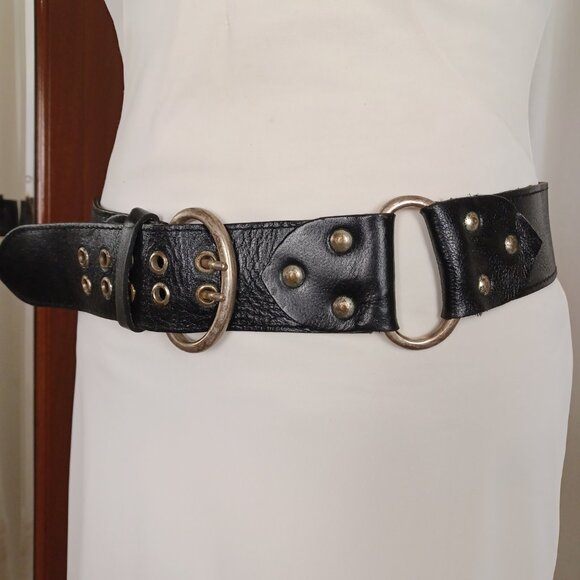 Vintage Y2K Nine West Genuine Leather Double Prong Belt, XL 42 - 46" - Picture 2 of 9